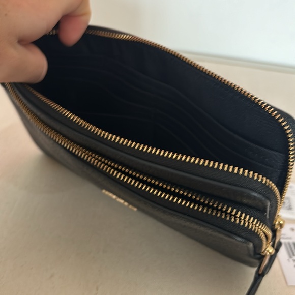 Coach Double Zip Wristlet Black Pebbled Leather - Picture 4 of 7